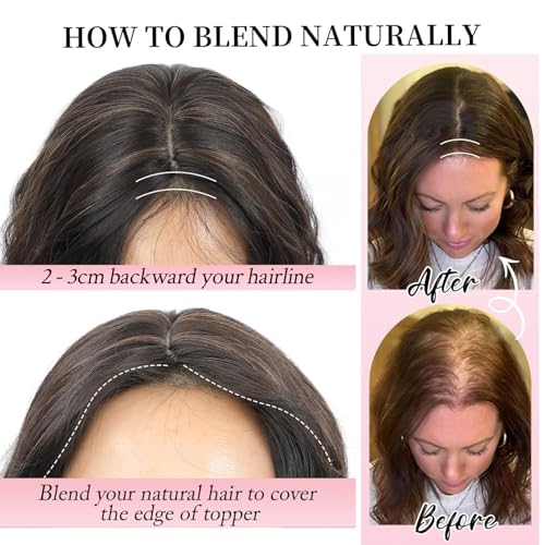 MORICHY 10 Inch Short Wavy Hair Topper for Women with Thinning Hair,Synthetic Lightweight & Breathable Hairpiece with 6.5"x6.5" Base£¬Natural Look Volume Booster Hairpiece for Coverage