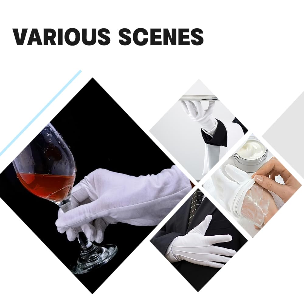White Cotton Gloves,Cotton Gloves for Dry Hands Sleeping,White Cotton Gloves Women,White Gloves Costume,Cotton Gloves for Sleeping,Moisturizing Gloves Overnight,White Marching Band Gloves