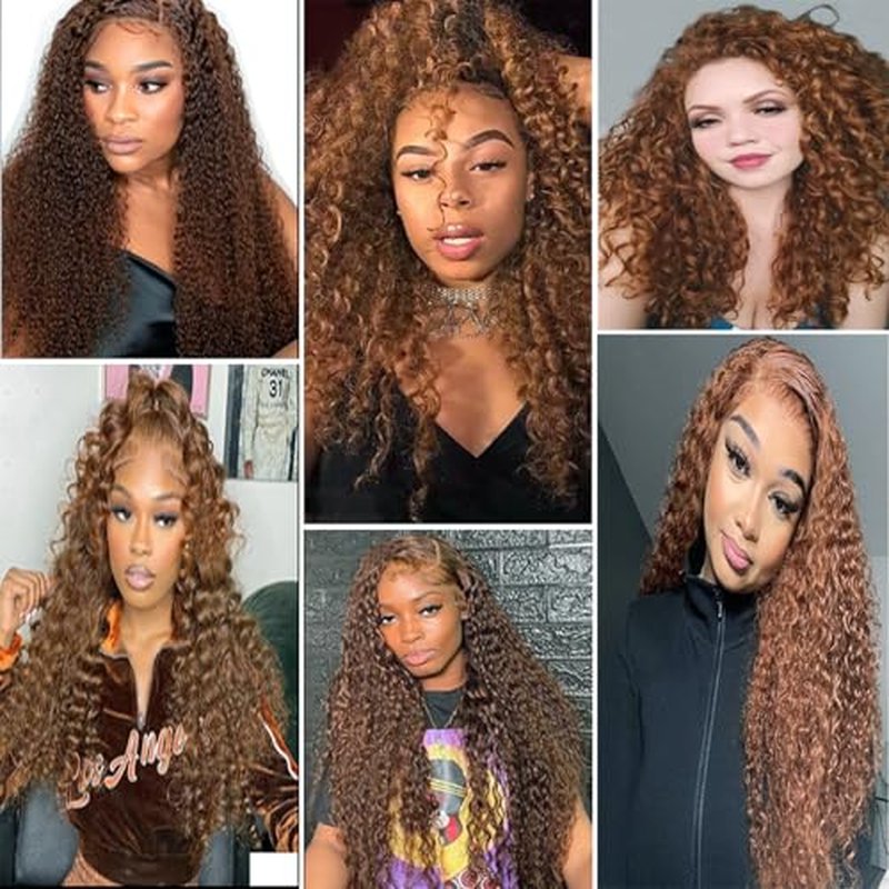 Brown Human Hair Bundles Color 30 Curly Wave Bundles 10 12 14 inch Double Weft Brazilian Virgin Brown Kinky Curly Human Hair Extensions