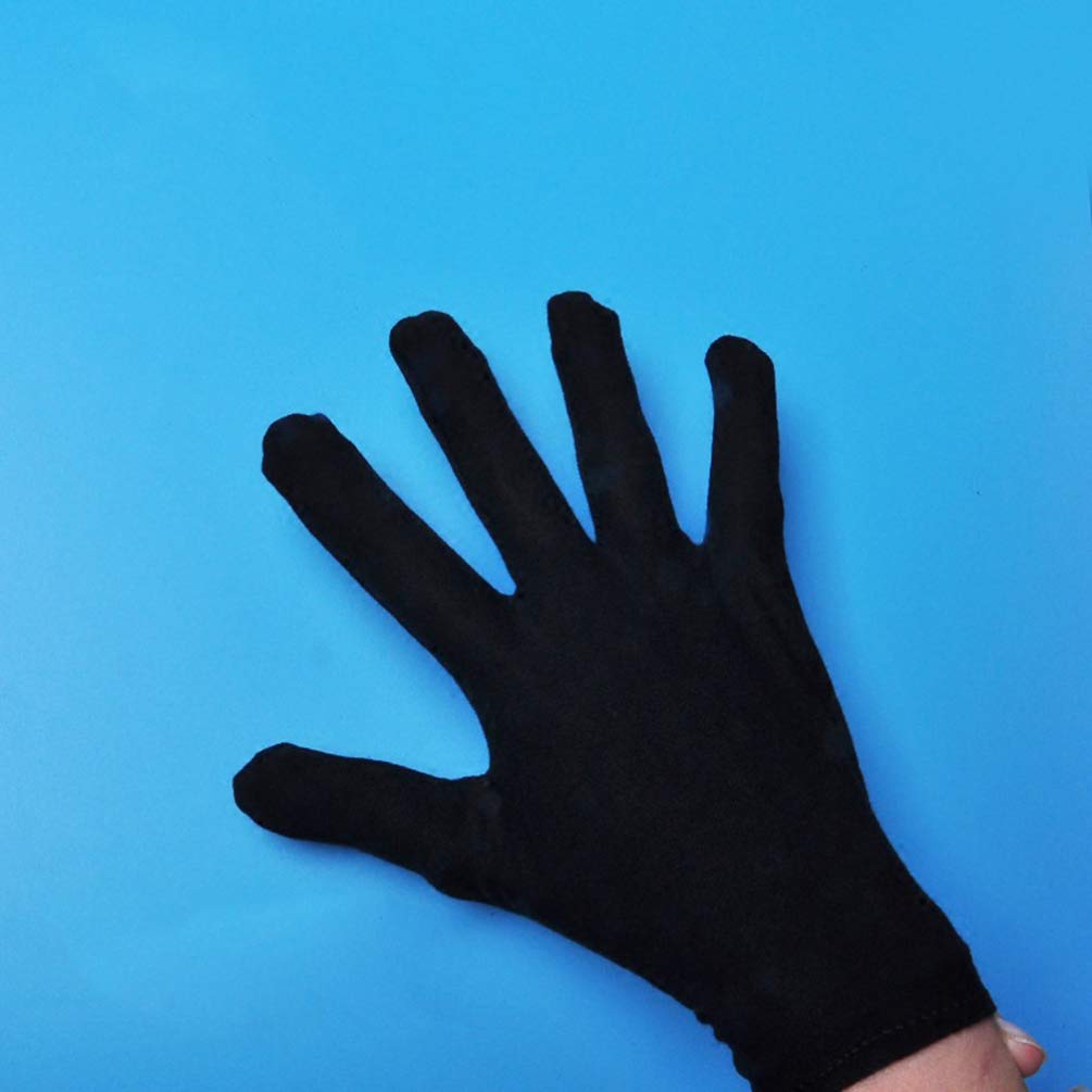 Beaupretty Moisturizing Eczema Cotton Gloves, 12 Pairs Black Cotton Gloves for Dry Hands, SPA Lotion Gloves Cosmetic Gloves L