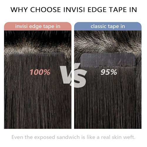 COOKAYU Injected Tape in Hair Extensions Human Hair,Medium Brown to Caramel Blonde Invisible Human Hair Tape in Extensions Seamless 20pcs 30g 14Inch