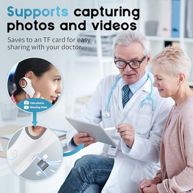Otoscope Ear Camera with 1.21¡± Screen, 1080P HD Ear Scope with 4 LED Lights, Otoscope Camera for Adults Kids and Pets, Support Photo & Video, Type-C Charging with Computers, Baby Essentials