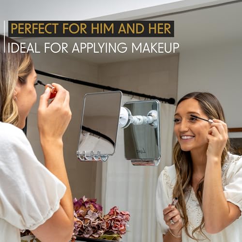 Luxo Shower Mirror, Shower Mirror fogless for Shaving with a Removable Razor Holder - Shaving Mirror for Shower with a Powerful Suction Cup - Shatterproof fogless Mirror for Shower