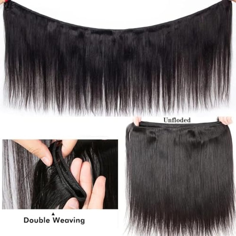 Straight Human Hair Bundles 12 14 16 18 Inch 4 Bundles Human Hair 100% Unprocessed Brazilian Virgin Hair Bundles Weave Human Hair Extensions For Women