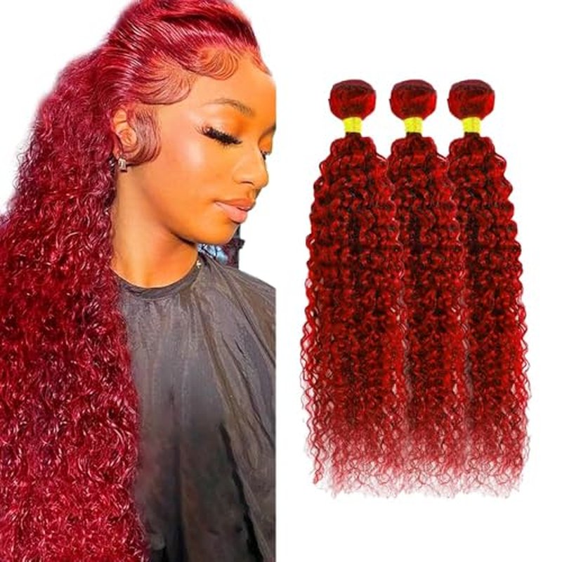 Red Human Hair Bundles 26 28 30 Inch Jerry Curly Bundles Human Hair Unprocessed 11A Brazilian Virgin Hair Weave 3 Bundles for Black Women
