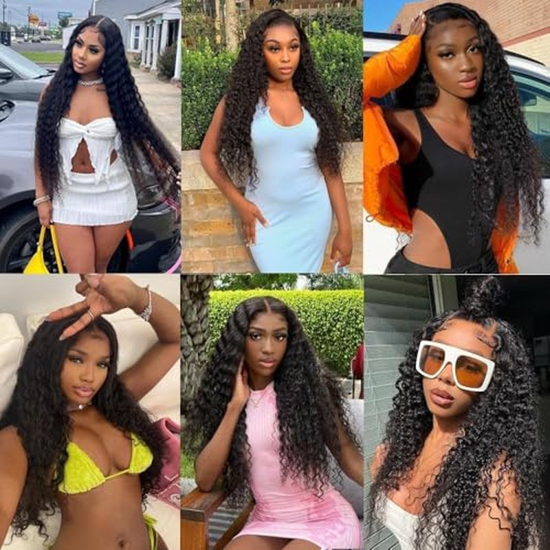 Water Curly Bundles 20 22 24in 10A Brazilian Virgin Human Hair Water Wave 3 Bundles 100% Unprocessed Wet and Wavy Human Hair Weave Bundles Natural Black Color Hair Extension