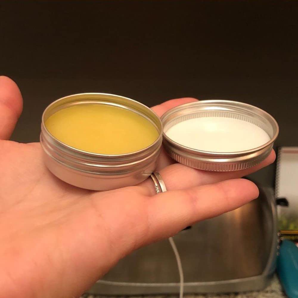 2oz Aluminum Empty Storage Screw-top Tin Jars with Lids, 75PCS Round Candle Cans, Refillable Cosmetic Containers for Lip Balm, Shea Butter, Salves, Silver
