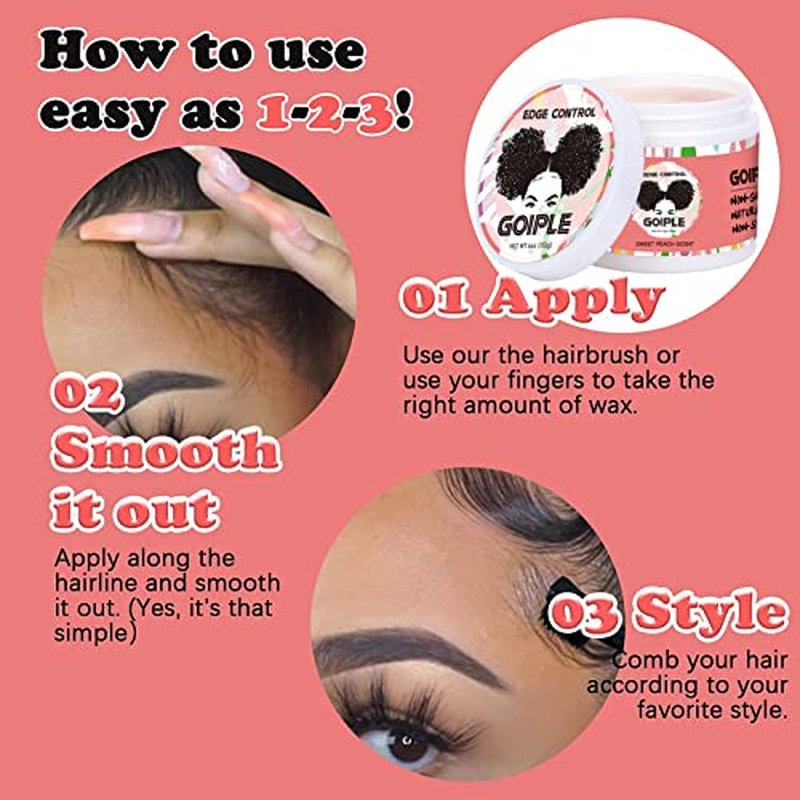 Edge Control Wax for Women Strong Hold Non-greasy Edge Control Smoother Edge Wax, Edge Wax Styling Gel Edge Control for Black Hair No Flaking, White Residue, Shine and Smooth (edge control-6pcs)