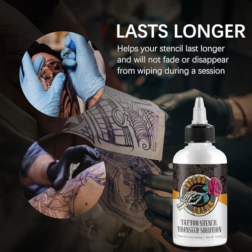 Tattoo Stencil Transfer Gel Solution, Stencil Magic Cream, Tattoo Application Solution for Transfer Paper Machine Stencils, Long-Lasting & Clear, 150ml