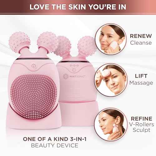 Face Roller for Wrinkles and Lifting Alternative - Silicone Face Scrubber Exfoliator, Electric Facial Massage Tool, Premium Lymphatic Drainage Massager for Chin, Neck and More, Face Cleanser Brush