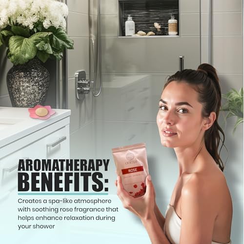 Oomai Shower Steamers Aromatherapy Rose Scent 12 Pack with Tray, Gifts for Women, Spa Set, Thanksgiving Christmas Birthday, Realaxation, Self Care