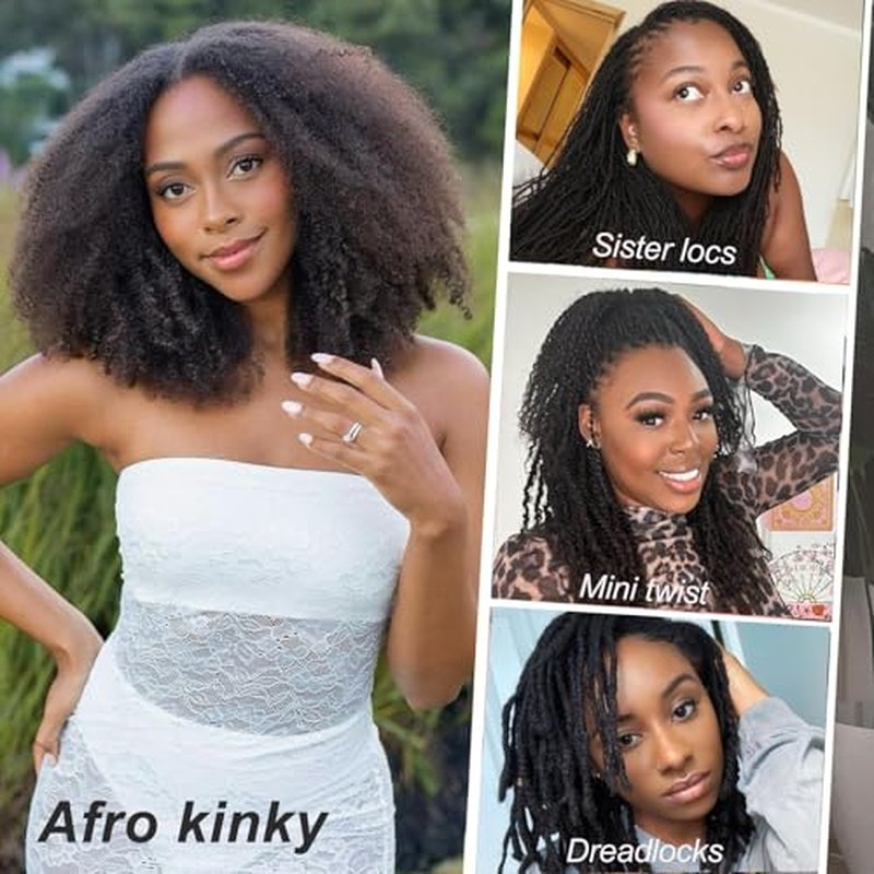 Afro Kinkys Bulk Human Hair 613# 4C Kinky Braiding Hair for Dreadlocks 10 Inch Blonde Human Cuban Twist Hiar for Loc Repair, Dreadlock Extensions, Mini Twists, Braids