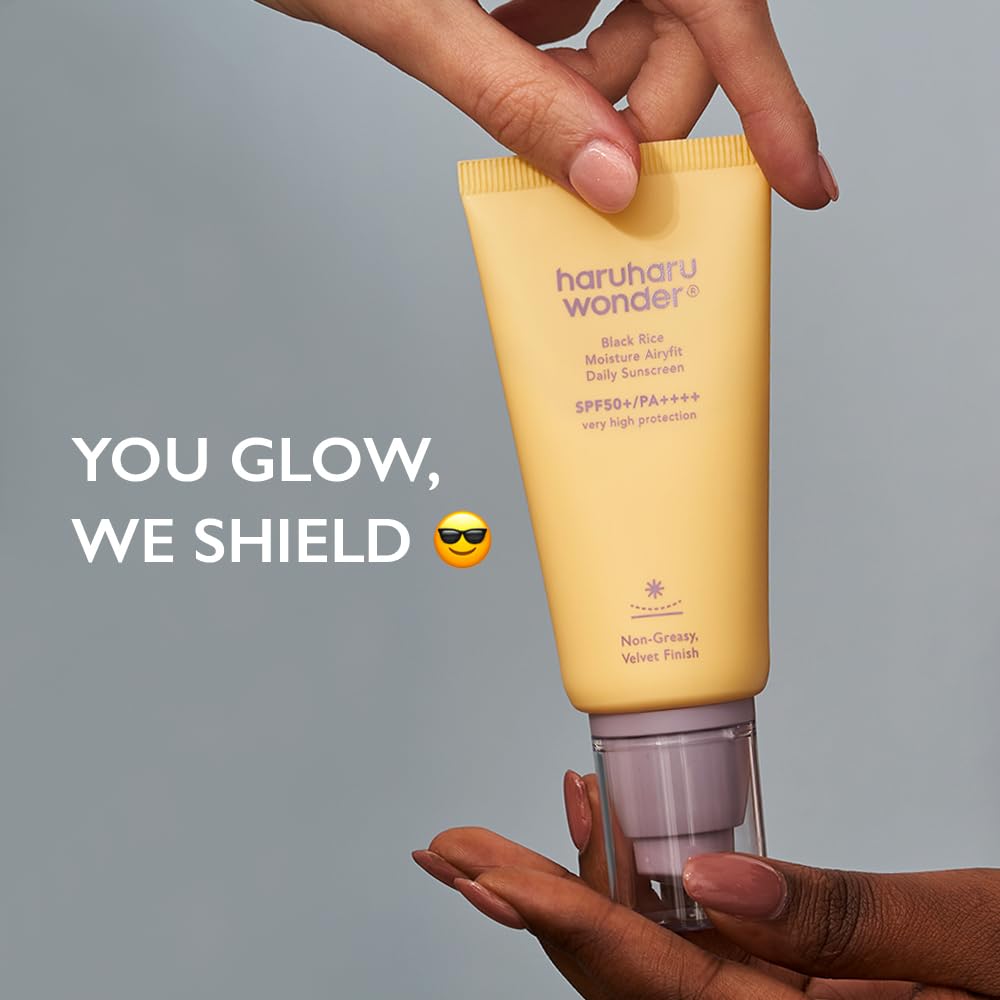 Haruharu Wonder Black Rice Sunscreen - Hydrating Daily SPF 50, Velvet Finish | 1.69fl.oz, Vegan Korean Skincare