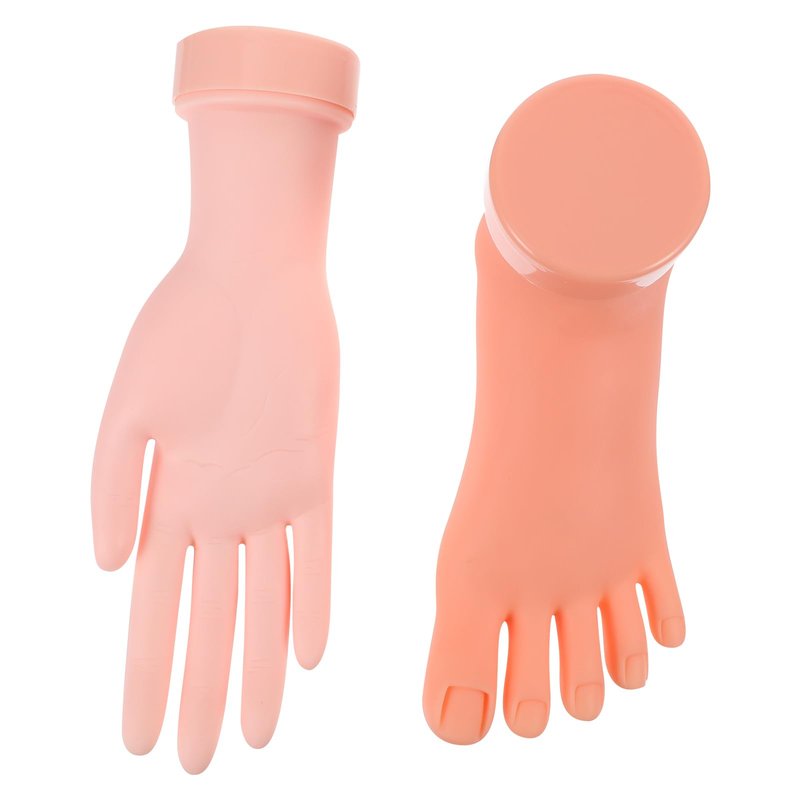 Beaupretty Manicure Practice Left Hand and Foot Model 8.85 Inch Lightweight Fake Nail Art Trainer with Bendable Fingers for Salon and Beginner Nail Training
