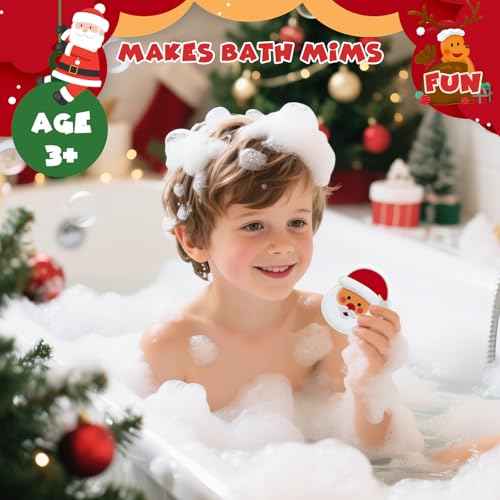 Christmas Bath Bombs Set for Kids,Boys & Girls Stocking Stuffers Gift, Handmade 6 Fun Organic for Children, Gentle Formula Creates, Relaxing Aromas for Women