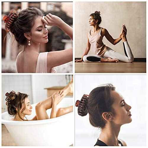 OWIIZI Large Hair Claw Clips for Women 4.3" Matte Leopard Jumbo Hair Clips Non-Slip Ponytail Barrette Strong Hold Claw Clips for Girls Long Thick Hair (4Packs)