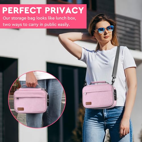 PODAHO Large Smell Proof Bag with 10 Accessories, Premium Organizers Box Case with Combination Lock, Portable Containers Pouch, Great Gift for Women, (Pink Set)