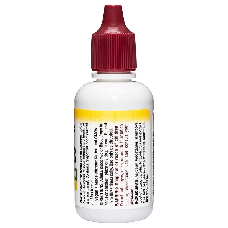 NutriBiotic – Ear Drops, 1 Fl Oz | Gentle & Soothing Ear Support with Grapefruit Seed Extract & Tea Tree Oil | Vegan | Non-Medicated | Made without GMOs & Gluten
