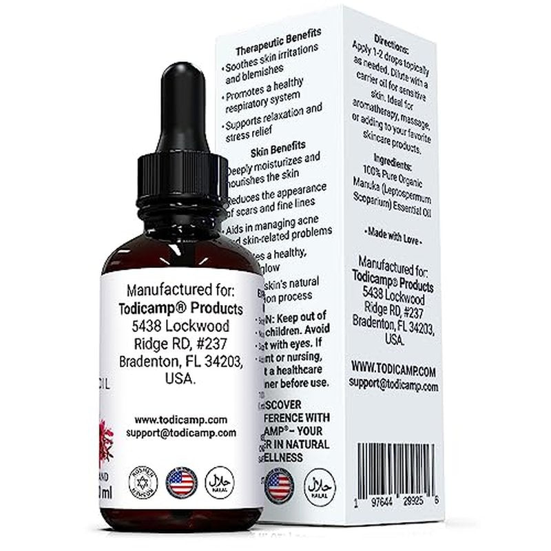 100% Pure Manuka Oil from New Zealand | Therapeutic-Grade Essential Oil for Wound Care, Skin Soothing, Nail & Scalp Health | Undiluted, Cold-Pressed Manuka for Face, Hair & Body