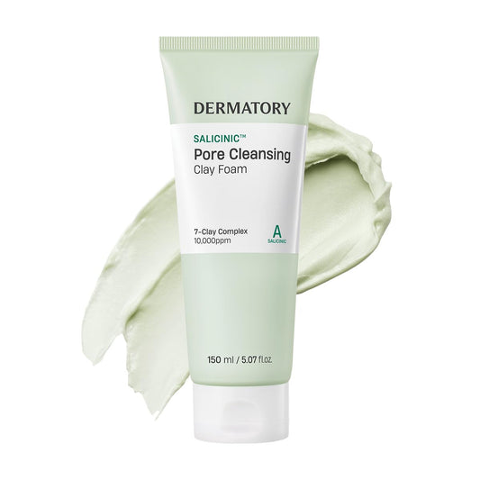 DERMATORY Salicylic™ Pore Cleansing Clay Foam | Deep Purifying for Facial Oil, Sebum, Dead Skin Cells, Whiteheads & Blackheads | Gentle Exfoliating Korean Face Wash for Sensitive | 5.07 fl. oz.