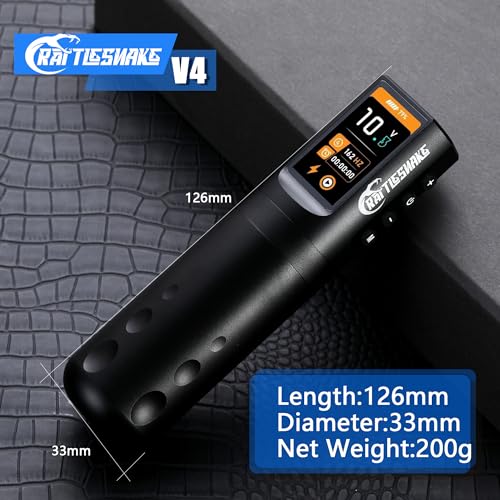Rattlesnake Rotary Tattoo Machine Pen V4 Digital LED Display 4.2mm Stroke Length with Extra Battery