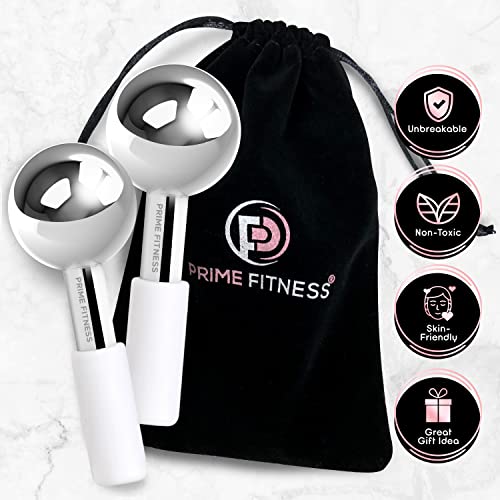 Ice Globes for Facials | Unbreakable Steel Cooling Roller | Cryo Sticks for Face | Massager for Face Neck & Eyes | Skin Care for Dark Circles, Puffiness, Wrinkles, Collagen Production (White)