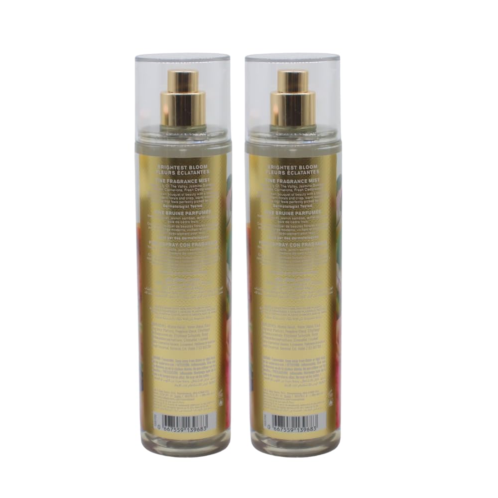 Bath & Body Works BRIGHTEST BLOOM Fine Fragrance Mist 2-piece Gift Set with a Red Bow for Holidays - 8 fl oz each