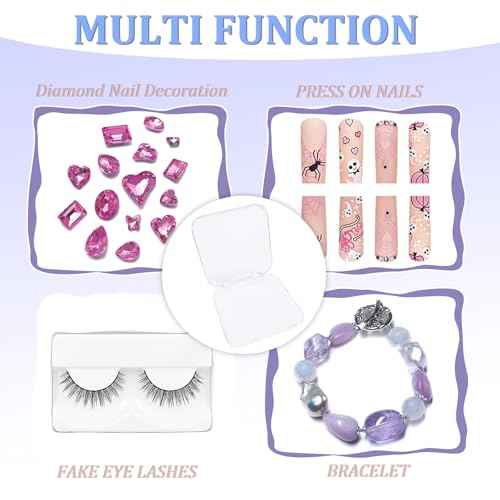 Press on Nail Box,30 Sets Display Case Artificial Nail Display Storage Box with 60 Pcs Adhesive Double Sided Tape Acrylic Nail Box Press On Nail Packaging for Nail Salon