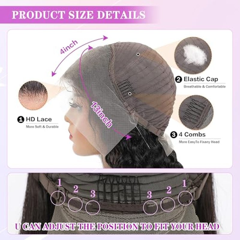 Body Wave Lace Front Wigs Human Hair Wide Lace 180 Density Wigs 13x4 Human Hair Lace Front Wigs Pre Plucked With Baby Hair Natural Color 28Inch
