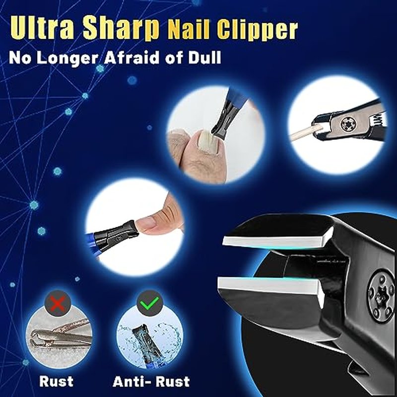 Professional Ultra Sharp Nail Clippers for Thick Finger & Toenails - Long Handle, Suitable for Men, Women & Seniors