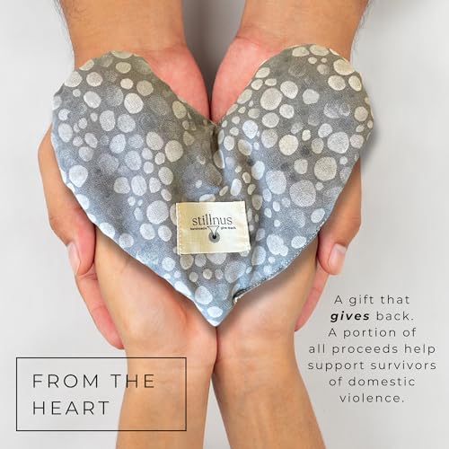 Cooling Eye Pillow with Lavender ? Grey Dot Heart Mask for Puffy Eyes, Stress Relief, Sensory Recovery ? Meditation & Bedtime Calm Gift Under $40