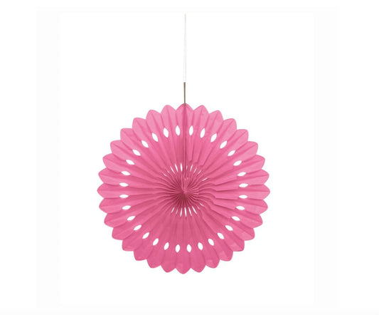 Hot Pink Solid Premium Tissue Paper Fan - 16" (1 Count) - Versatile Decoration, Perfect For Parties & Events