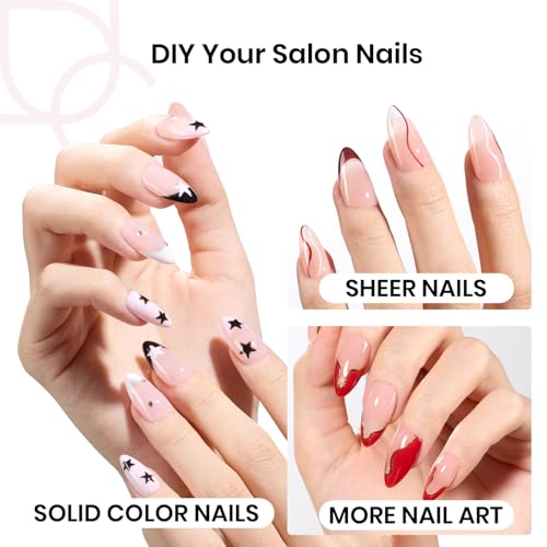 Beetles Tipex Instant Apex Nail Tips Almond Medium Acrylic Nail Tips, Pre-Etched Pre-Building Strong Thick Long Lasting,16 Sizes,192 Pieces