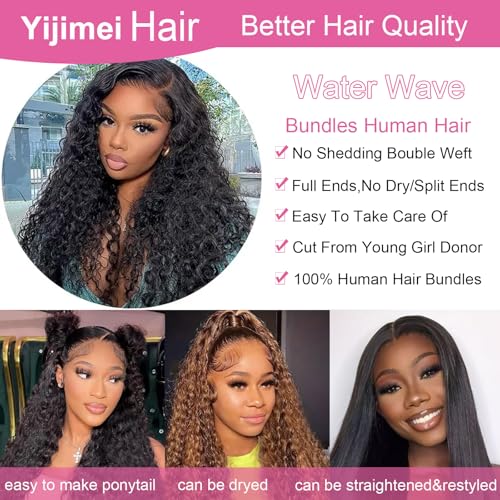 Water Wave Bundles Human Hair Bundle Curly Hair 20 22 24 26 inch 100% Unprocessed Brazilian Virgin Bundles Wet And Wavy Bundle Real Natural Black For Black Women