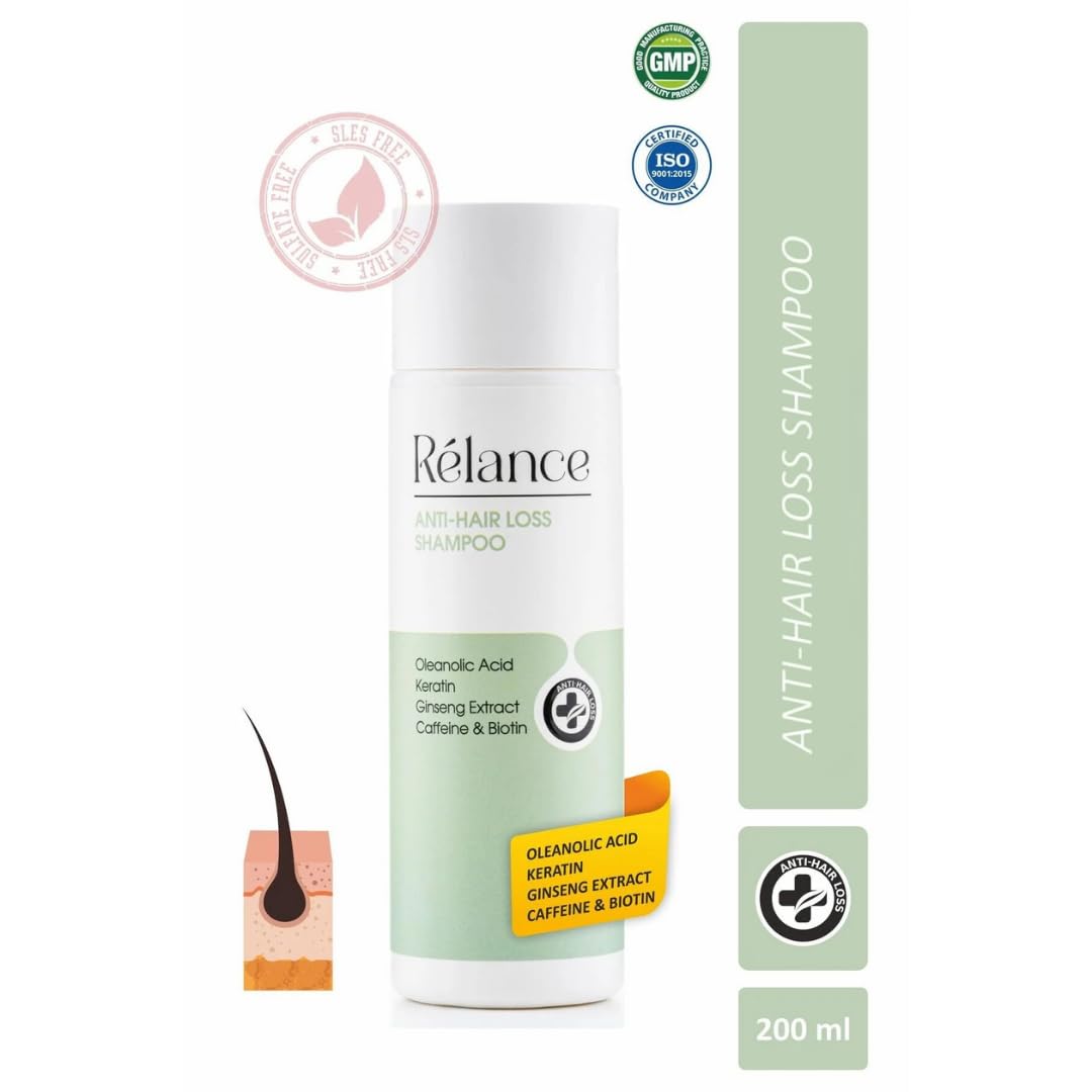 Relance Anti-Hair Loss Shampoo, 200ml, with Oleanolic Acid, Keratin, Ginseng Extract, Caffeine, Biotin, SLS-Free