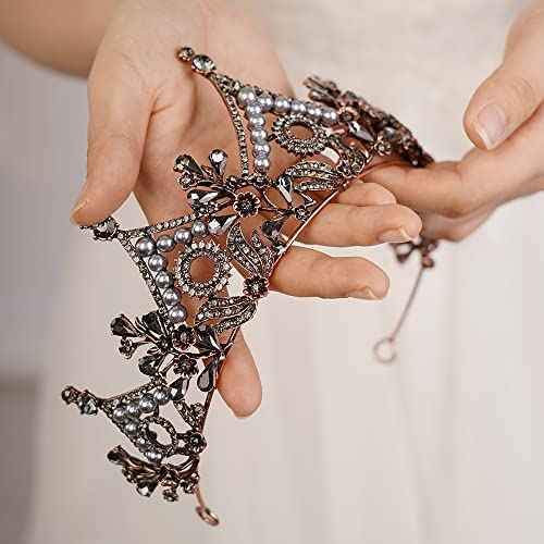 JWICOS Wedding Tiara for Bride Tiara Queen Crown for Women Crystal Pearl Tiara Hair Accessories for Pageant Birthday Prom