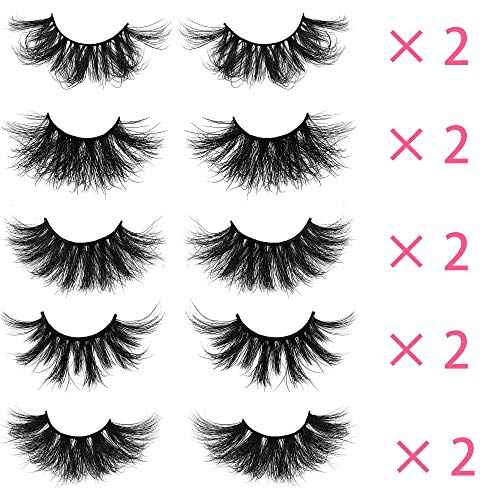 25MM Mink Eyelashes Wholesale Ninglash 10 Pack False Eyelashes, Christmas Gifts for Women Dramatic Real Mink EyeLashes, Thick HandMade Full Strip Lashes, Crueltyl Free Fluffy Lash, 3D Mink Lashes Bulk