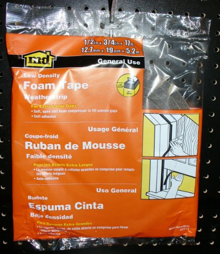 M-D Building Products 2113 Low Density Foam Tape, 1/2-by-3/4-Inch by 17 Feet, Gray