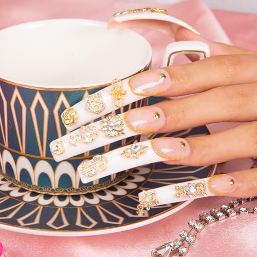 LOVFUL Press on Nails Chicago | Handmade with Full Covered Crystals | Reusable Fake Nails | Curve Long 2.2 in | H189-S