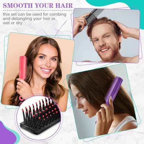 72 Pcs Bulk Hair Brushes Combs Set for Homeless Individually Wrapped Hairbrushes Bulk Curly Thick Long Smoothing Detangling Hairbrushes for Women Hotel Homeless Nursing Charity (Multicolor)