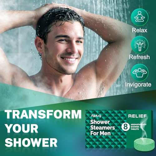 Shower Steamers for Men - 6 Pack Shower Bombs Aromatherapy with Essential Oils, Christmas Gifts for Men, Mens Stocking Stuffers, Relax Gifts for Dad Husband, White Elephant Gifts for Adults Useful