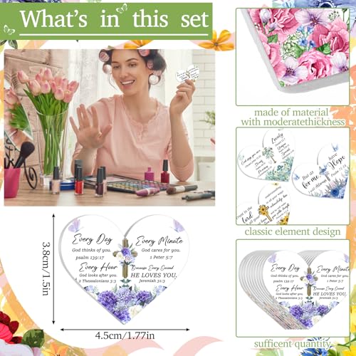 Lothee 80 Pcs Christian Gifts Bulk for Women School Teacher Nail File Christmas Church Bible Verse Emery Board Inspirational Double Sided Religious Manicure Tool for Wedding Birthday Party(Heart)