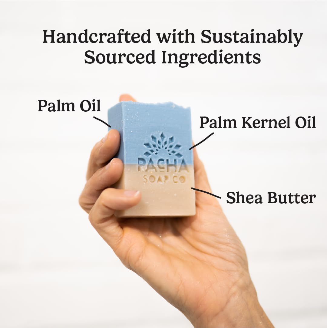 Pacha Soap Co. Bar Soap - Handcrafted Natural Soap Bars with Almond Oil, Goat’s Milk & French Lavender, Moisturizing, Made in USA Artisan Fresh Bar Soap for Face, Hands & Body, 3-Pack (4 oz ea)