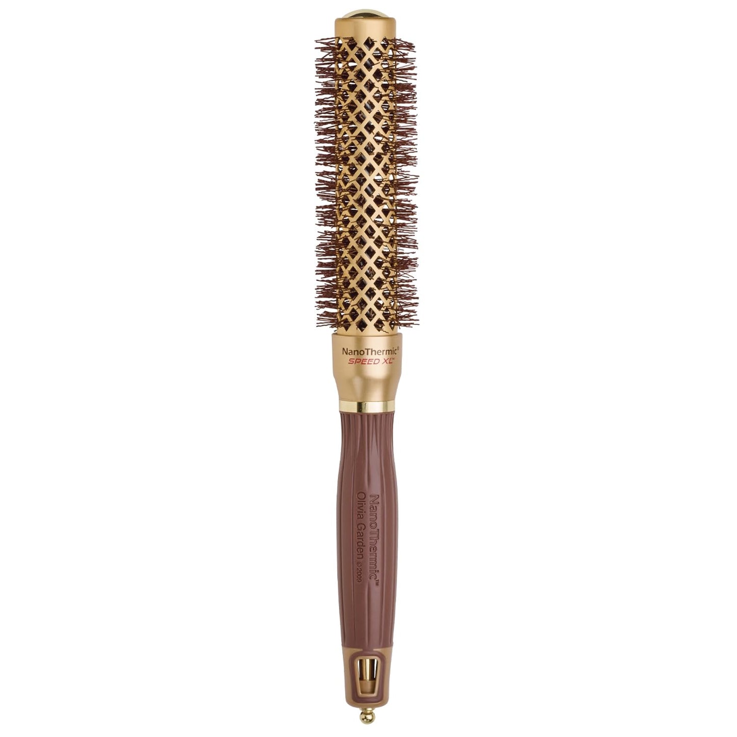 Olivia Garden NanoThermic Ceramic + Ion Speed XL Round Thermal Hair Brush - Not Electrical - Professional Blowout Brush for Normal to Thick Hair - 1"-Diameter Barrel - NTXL-24