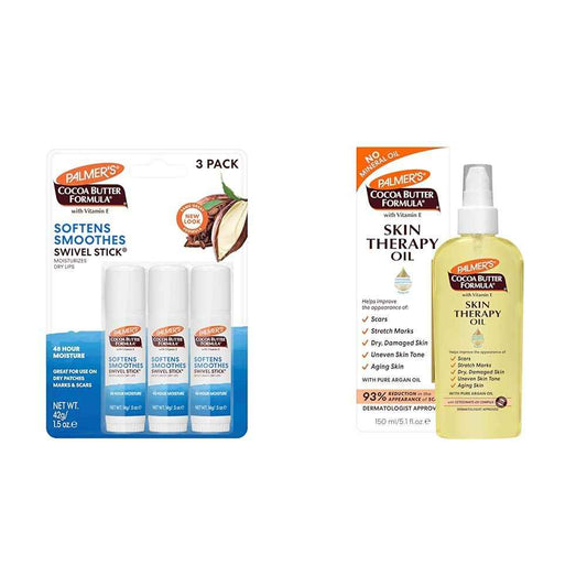 Palmer's Cocoa Butter Formula Moisturizing Swivel Stick with Vitamin E & Cocoa Butter Formula Skin Therapy Moisturizing Body Oil with Vitamin E, 5.1 Ounces