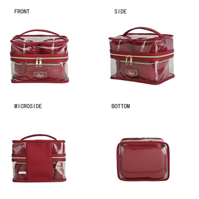 MKF Collection 4PCS Stylish Cosmetic Bag Portable Makeup Travel Organizer Case Navy Red by Mia k