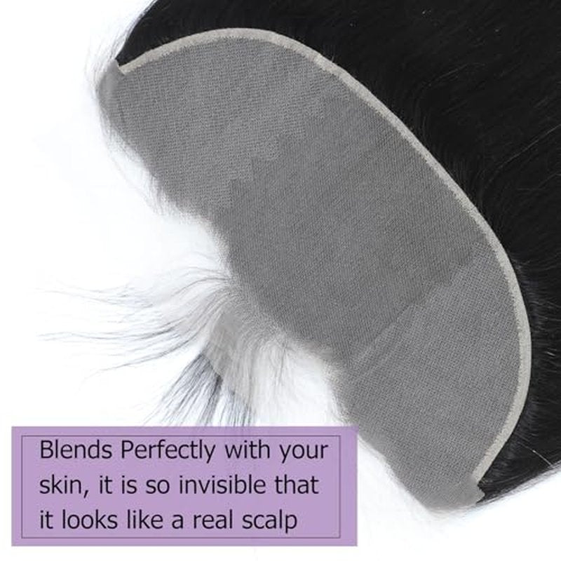 HD Frontal 13x6 Lace Frontal Straight Human Hair Transparent 13x6 Straight HD Lace Closure Big Long Space From Ear to Ear Free Part 100% Raw Virgin Human Hair Natural Black Color 14 Inch