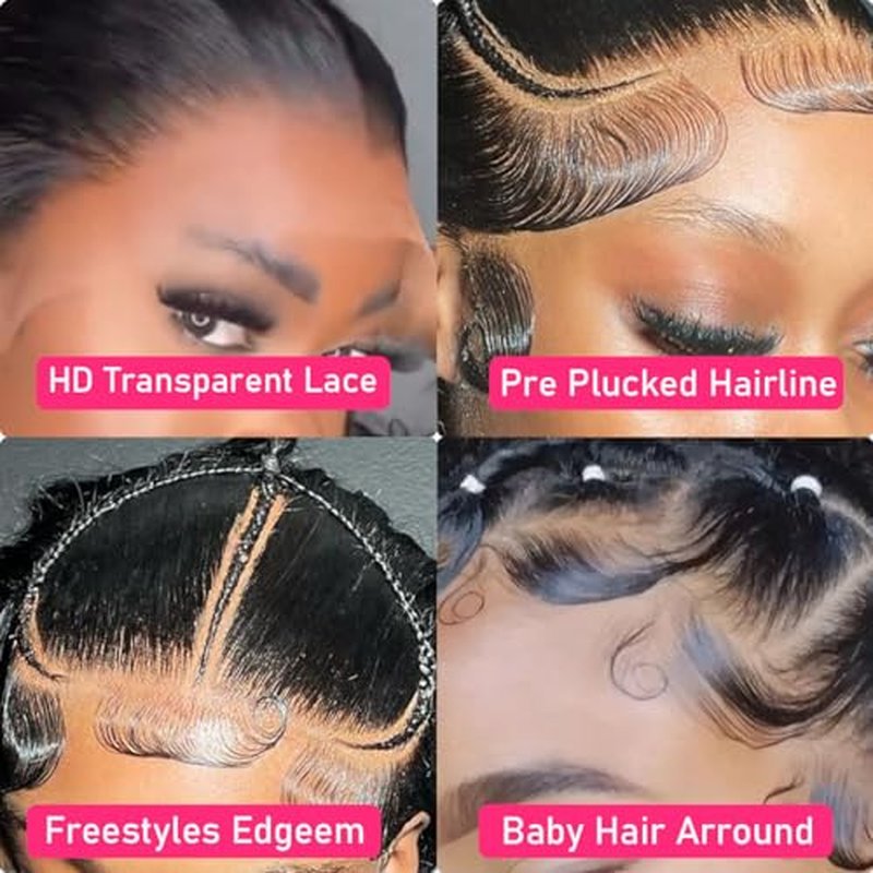 13x4 HD Lace Front Wigs Human Hair Pre Plucked with Baby Hair 180% Density Brazilian Virgin Hair Deep Wave Wig Glueless Human Hair Wigs for Black Women (natural color 22 inch)