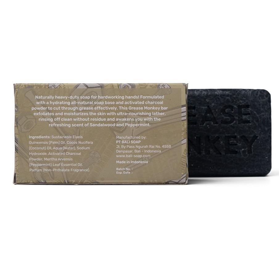 Bali Soap - Natural Bar Soap for Men | Activated Charcoal Exfoliating Scrub, Sandalwood & Peppermint Scent, 2-Pack 7oz