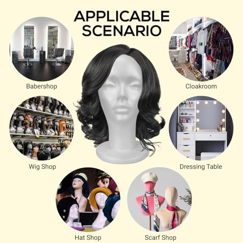 STUDIO LIMITED 11.4-Inch Styrofoam Mannequin Head (1 Pack) - White Foam Wig Stand for Wigs, Hats, Masks, Hairpieces, Arts, Crafts, DIY Projects, Salon Display, and Travel Use